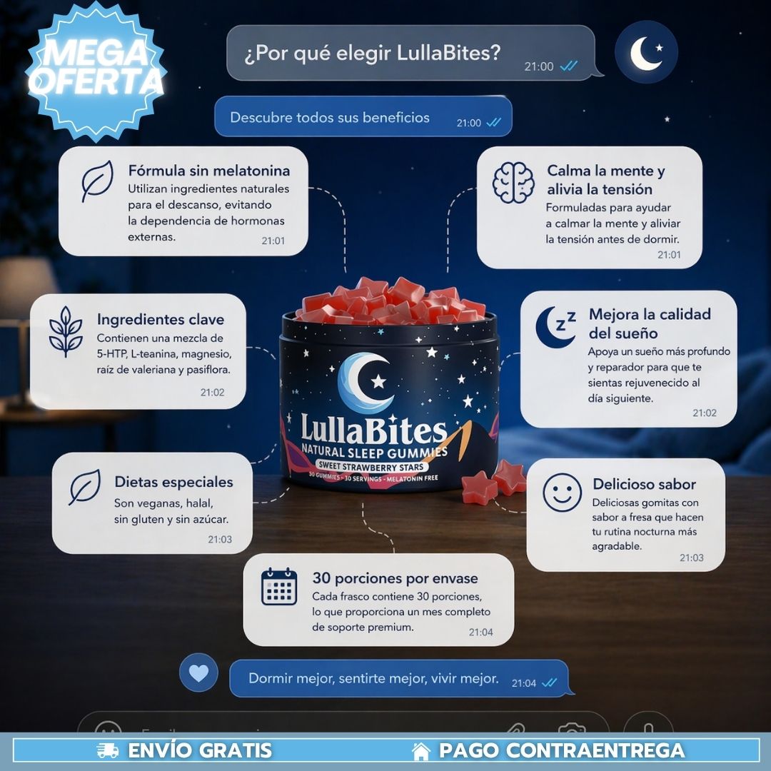 LullaBites: Gomitas Naturales para Dormir que Promueven la Relajación y un Descanso Profundo sin Melatonina